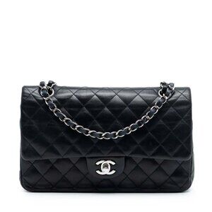 Chanel Lambskin Quilted Medium Double Flap Black